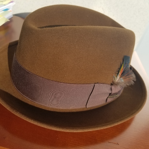 Stetson light brown fedora or trilby 7 3/8 LO - Picture 3 of 4